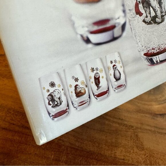 Stokes Polar Bear Christmas Glass Set of 4 New In Box - Picture 4 of 11